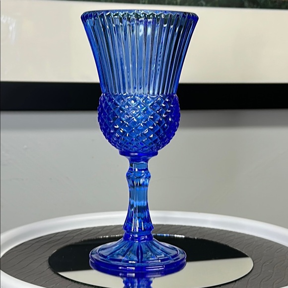 Vintage Avon Fostoria Cobalt Blue Glass Goblet with George Washington - Picture 4 of 11